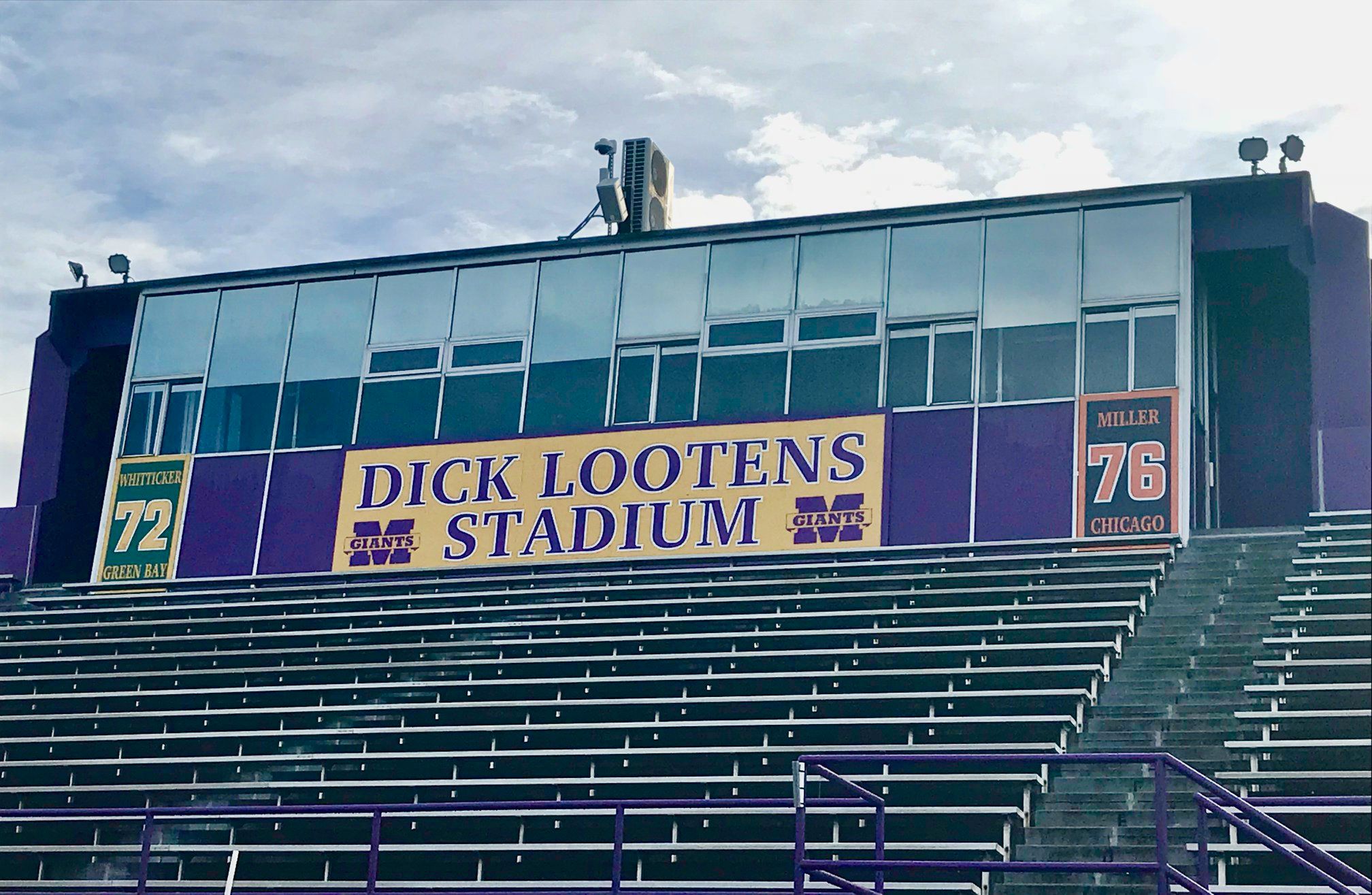 Dick Lootens Stadium - new signs on the press box
